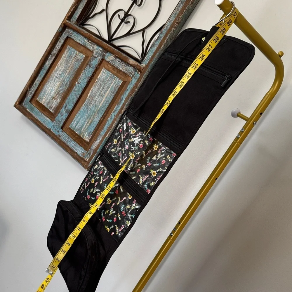 Vera Bradley Black Hanging cosmetics Organizer with Floral Trim EUC